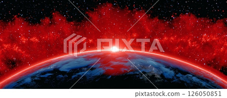 Cosmic Eclipse With a Red and Blue Nebula Background Illuminating the Dark Center Cosmic Eclipse With a Red and Blue Nebula Background Illuminating the Dark Center 126050851