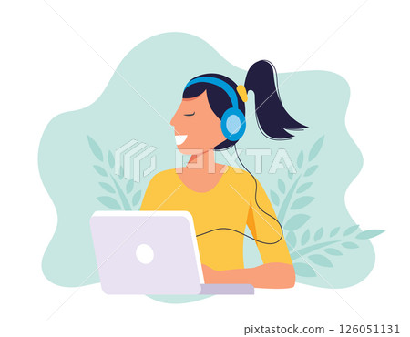 vector, laptop, woman 126051131