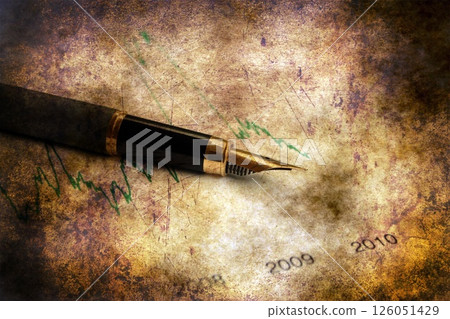 Stock market graph and fountain pen Stock market graph and fountain pen 126051429