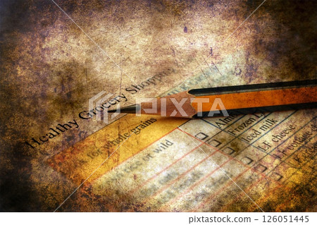 Healthy grocery list grunge concept Healthy grocery list grunge concept 126051445
