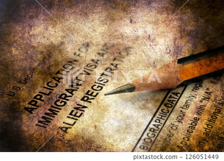 Application for immigrant visa grunge concept Application for immigrant visa grunge concept 126051449