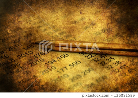 Pen on financial report grunge concept Pen on financial report grunge concept 126051589