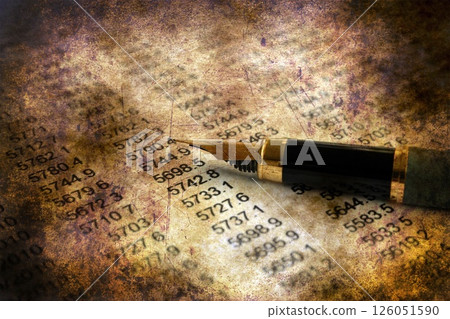 Pen on financial report grunge concept Pen on financial report grunge concept 126051590