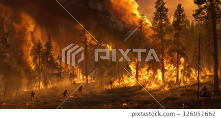 An Extensive Forest Engulfed In Raging Wildfires 126051662