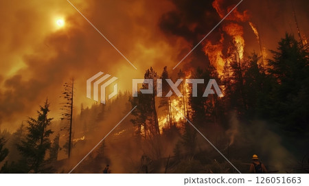 An Extensive Forest Engulfed In Raging Wildfires 126051663
