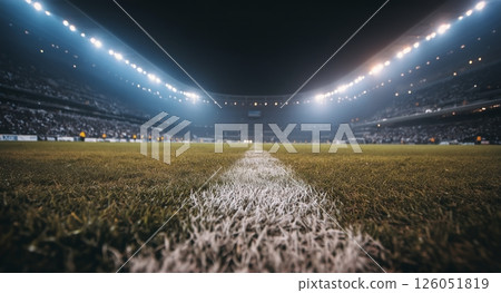 Crowd Watching a Match at a Large Stadium During a Night Sporting Event 126051819