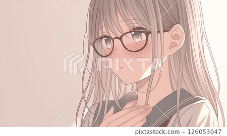 一位戴著眼鏡的銀髮女孩提出請求的插圖（AI 生成的圖像） 126053047