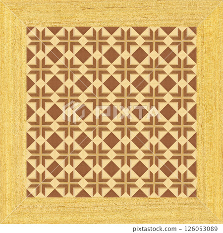 Wooden marquetry frame can be patterns created from the combination of pine wenge and walnut wood, wooden floor, parquet, cutting board Wooden marquetry frame can be patterns created from the combination of pine wenge and walnut wood, wooden floor, parquet, cutting board 126053089
