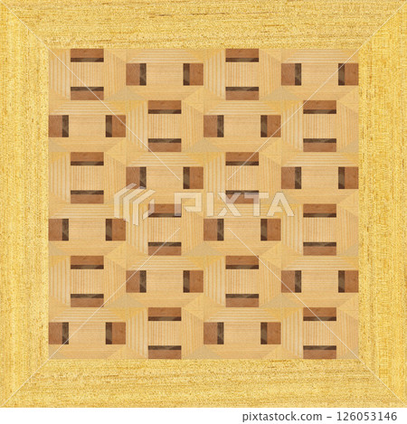 Wooden marquetry frame can be patterns created from the combination of pine wenge and walnut wood, wooden floor, parquet, cutting board 126053146