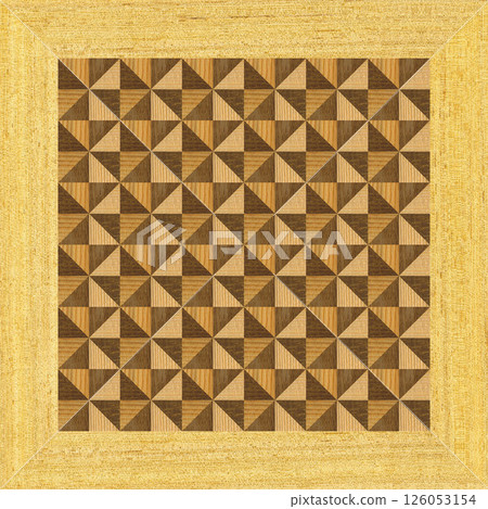 Wooden marquetry frame can be patterns created from the combination of pine wenge and walnut wood, wooden floor, parquet, cutting board Wooden marquetry frame can be patterns created from the combination of pine wenge and walnut wood, wooden floor, parquet, cutting board 126053154