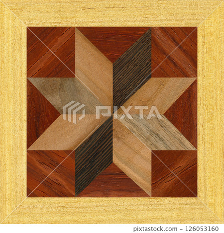 Wooden marquetry frame can be patterns created from the combination of pine wenge and walnut wood, wooden floor, parquet, cutting board 126053160