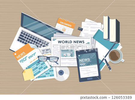 news, newspaper, vector 126053389