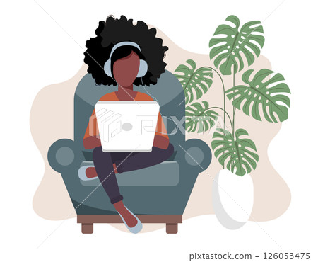 laptop, vector, woman 126053475