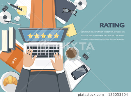 Customer satisfaction. Feedback. Rating on customer service illustration. Website rating feedback and review concept. Flat vector illustration	 126053504