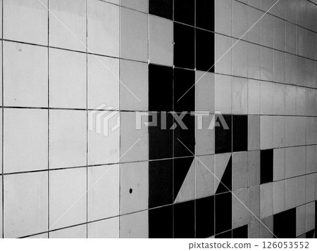 black and white photo of a building 126053552