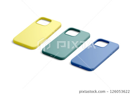 Blank matte colored phone case mockup lying, side view 126053622