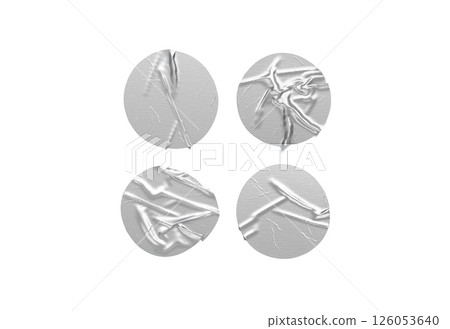 Blank silver round adhesive crumpled tape mockup set, top view 126053640