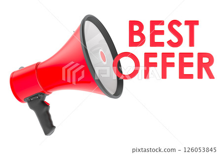 Best Offer concept with Megaphone, 3D rendering 126053845
