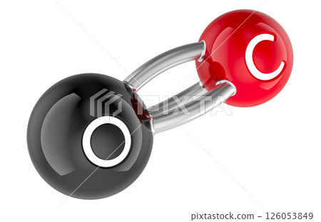 CO Carbon monoxide, molecule. 3D rendering 126053849