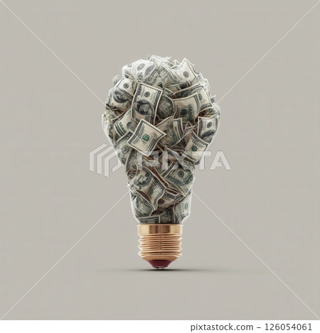 Lightbulb made of dollar bills representing money making ideas Lightbulb made of dollar bills representing money making ideas 126054061