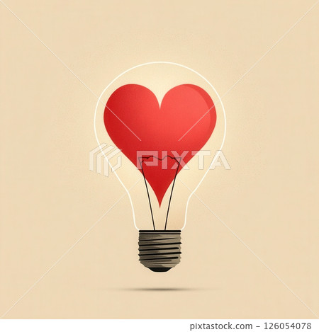 Light bulb with a red heart inside symbolizing love and ideas 126054078