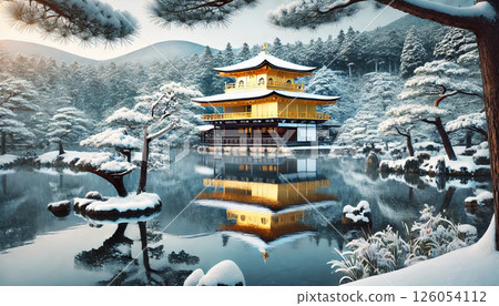 金閣寺雪景 126054112