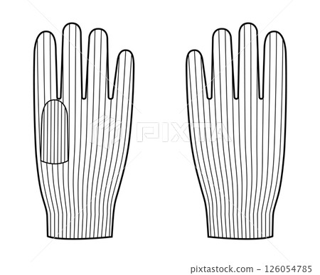 Knit Wool Gloves Short length Fashion hand accessory clothing technical illustration garment. Vector front Knit Wool Gloves Short length Fashion hand accessory clothing technical illustration garment. Vector front 126054785