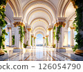 White arched ceiling and marble floor 126054790