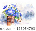 Morning glory flowers arranged in a bamboo tube 126054793
