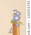 Morning glory flowers arranged in a bamboo tube 126054795