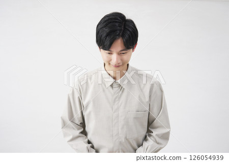 Male bowing, 20s, white background Male bowing, 20s, white background 126054939