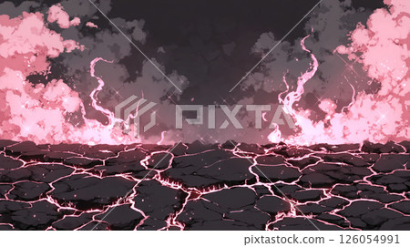 地面裂縫中溢出光芒、充滿粉紅色能量的末日幻想空間 地面裂縫中溢出光芒、充滿粉紅色能量的末日幻想空間 126054991