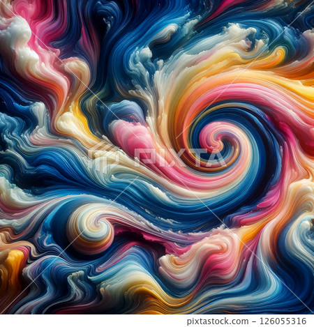 An abstract pattern resembling swirling watercolor waves, it is bright, vibrant and hidden. 126055316