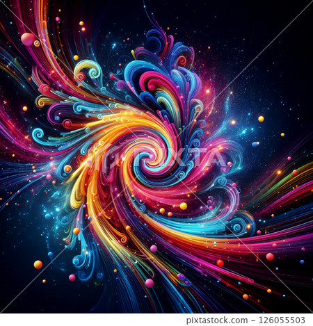 An abstract pattern resembling swirling watercolor waves, it is bright, vibrant and hidden. 126055503