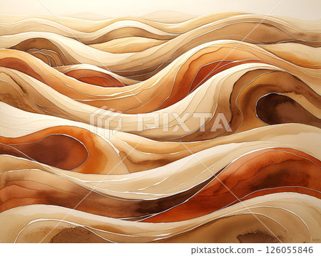 An abstract pattern that resembles flowing watercolor waves, it is bright and kinetic. 126055846