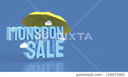 The Yellow umbrella for monsoon sale concept 3d Rendering. The Yellow umbrella for monsoon sale concept 3d Rendering. 126055962
