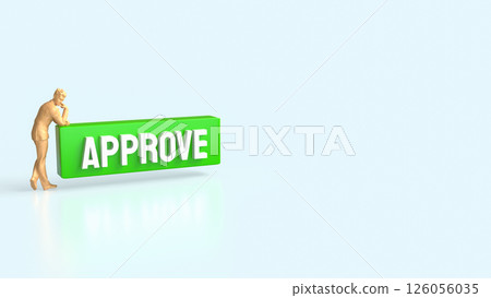 The Green Approve on white background 3d Rendering. 126056035