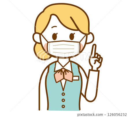 Illustration of a female receptionist wearing a mask Illustration of a female receptionist wearing a mask 126056232