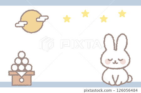 簡單可愛的秋季賞月餃子框架插畫 126056484