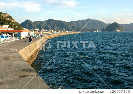 Fishing scene at Shizuura Embankment in Numazu City when fishing was first permitted 126057130