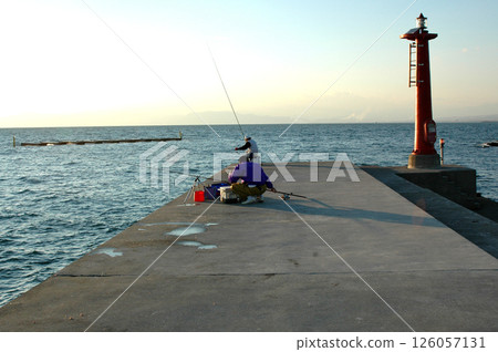 沼津市靜浦堤岸首次允許釣魚時的釣魚場景 126057131