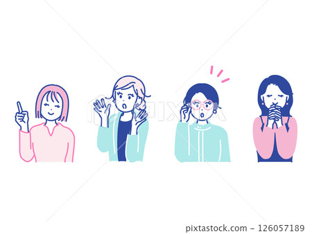 各種姿勢的女人的插畫素材 126057189