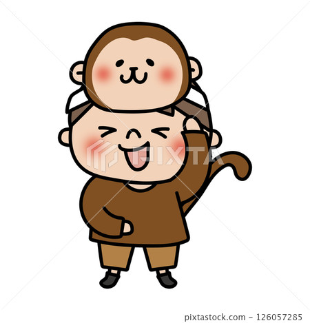 A boy wearing a monkey mask at a play party 126057285