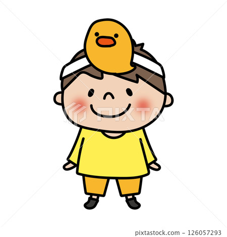 一個戴著小雞面具的男孩在戲劇中 126057293