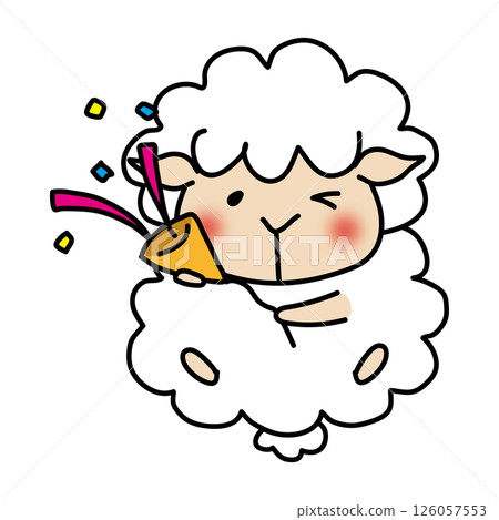 Sheep popping crackers at a party 126057553