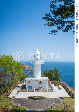 "Iwate Prefecture" The white Kurosaki Lighthouse stands out against the blue sky, Iwate Prefecture 126057616