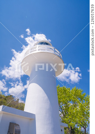 "Iwate Prefecture" The white Kurosaki Lighthouse stands out against the blue sky, Iwate Prefecture "Iwate Prefecture" The white Kurosaki Lighthouse stands out against the blue sky, Iwate Prefecture 126057639