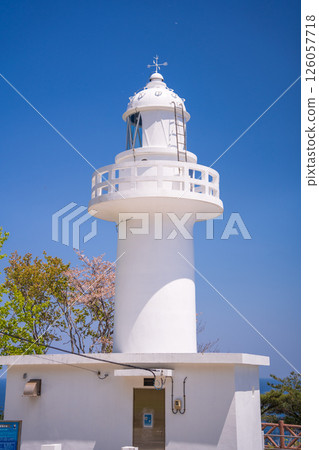 "Iwate Prefecture" The white Kurosaki Lighthouse stands out against the blue sky, Iwate Prefecture 126057718