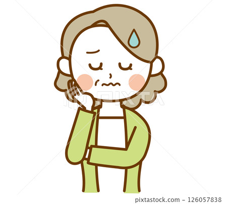 憂心忡忡或心煩意亂的阿姨、祖母或老年婦女的插圖 憂心忡忡或心煩意亂的阿姨、祖母或老年婦女的插圖 126057838