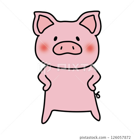 Pig standing with arms raised Pig standing with arms raised 126057872